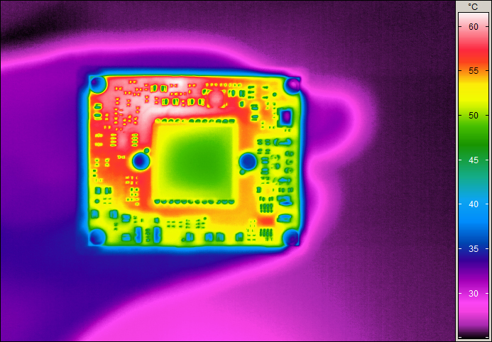 Thermal image of a photodetector board